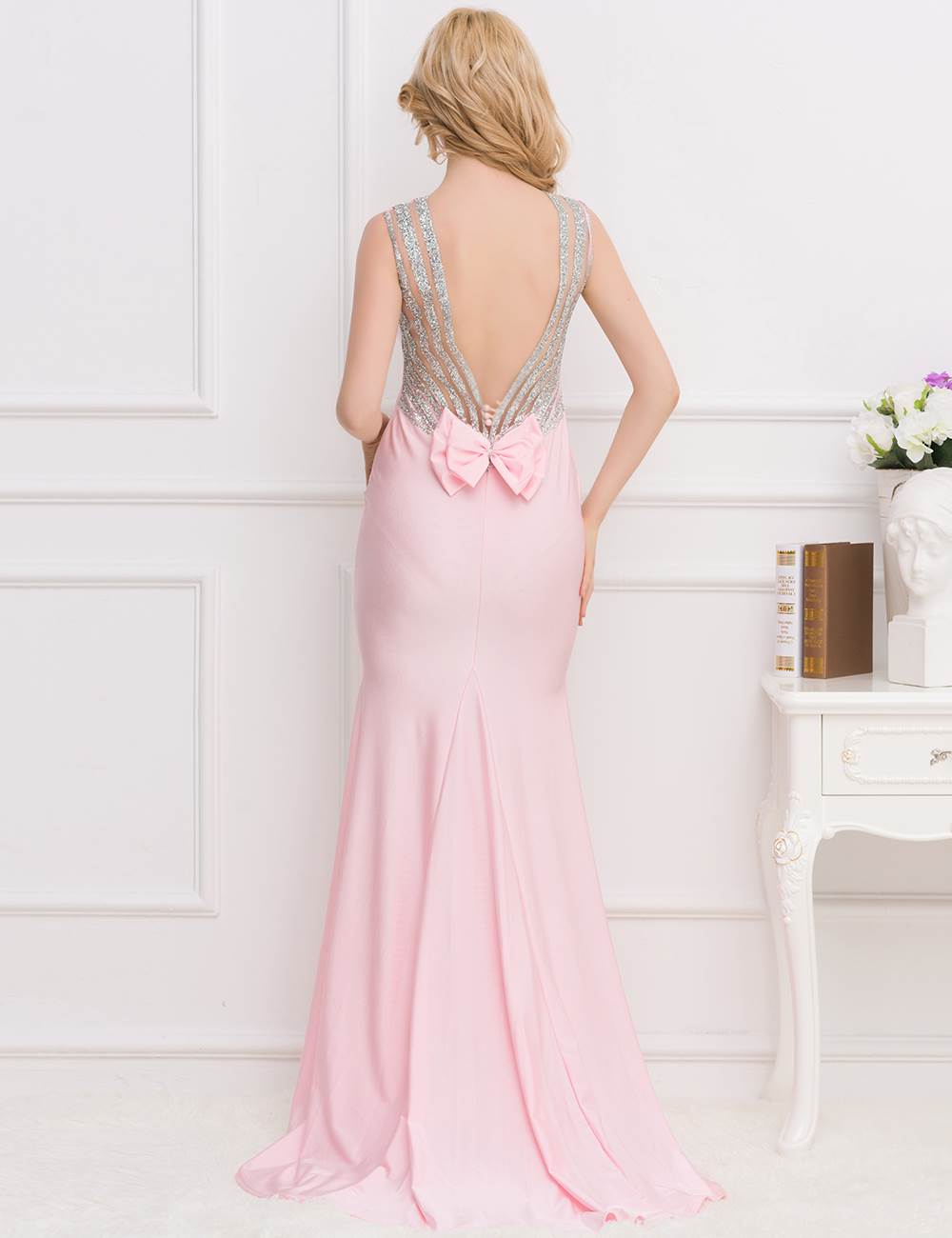 Black Formal Golden Strap Open Back Evening Dress