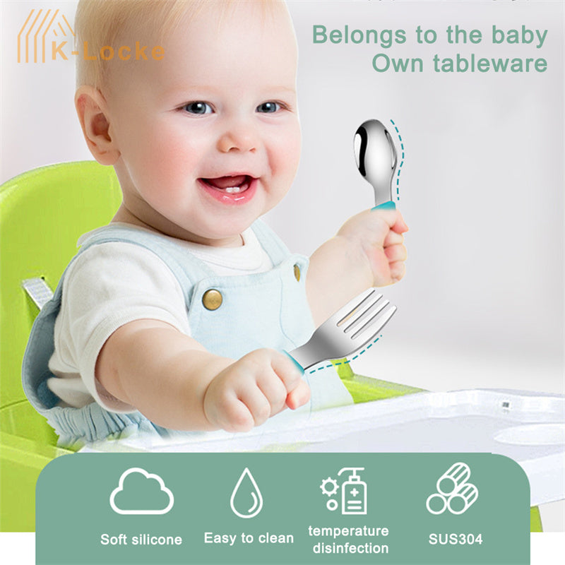 Baby Silicone Suction Plate Fork Set Silicone Dining Plates