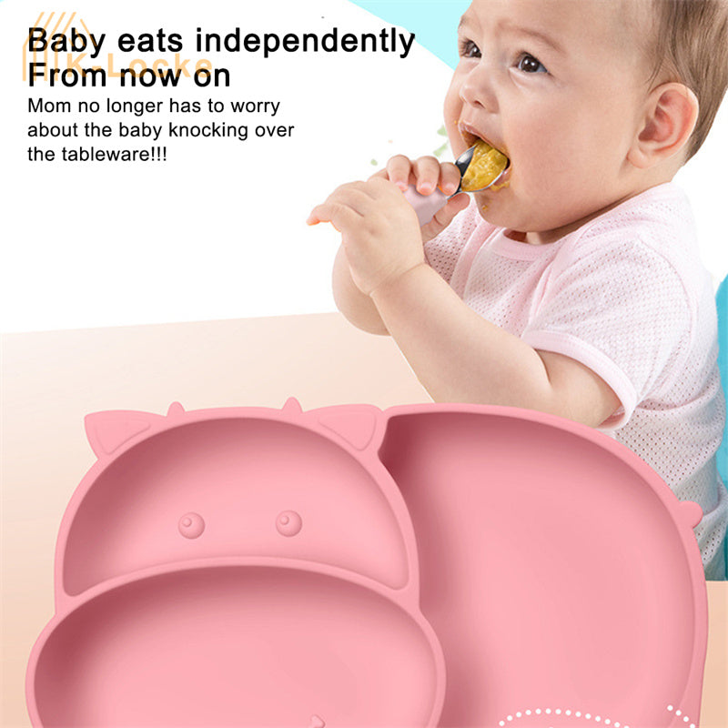 Baby Silicone Suction Plate Fork Set Silicone Dining Plates