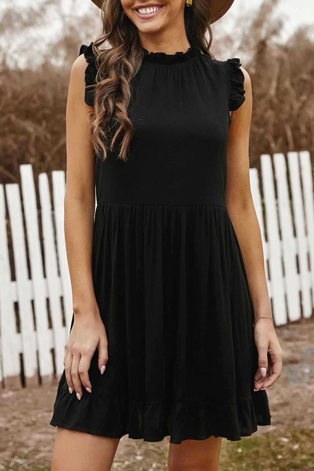 Pink Pocketed Ruffle Babydoll Dress
