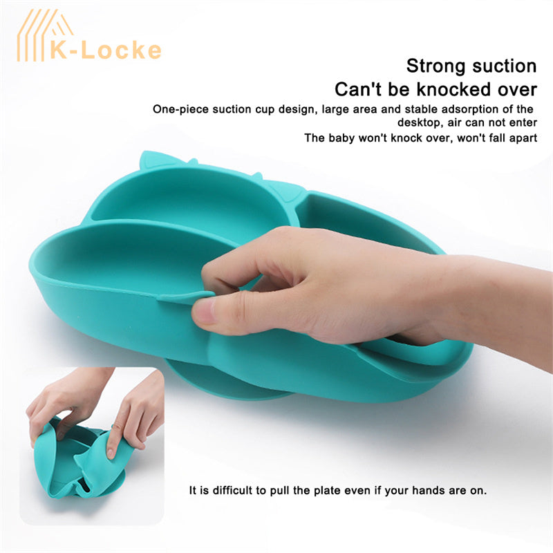 Baby Silicone Suction Plate Fork Set Silicone Dining Plates