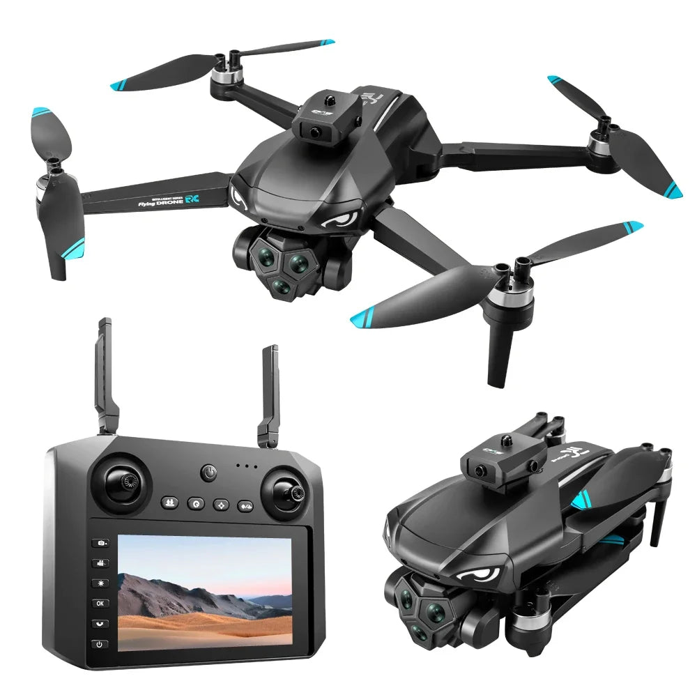 Drones with HD Three Cameras M33 360°Obstacle Avoidance Zoom Screen RC WIFI 20Min ESC Brushless FPV Drone Toys
