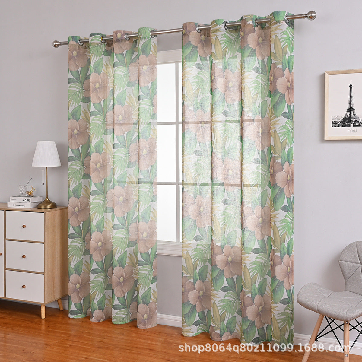 Multicolored Big Flower Curtain Curtain Living Room Study Bedroom Curtain