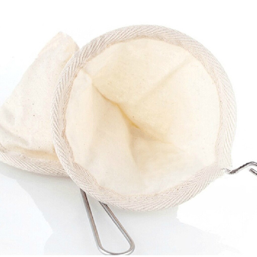 Reusable Coffee Filter Bag Stainless Steel Handle Flannel Cloth Strainer