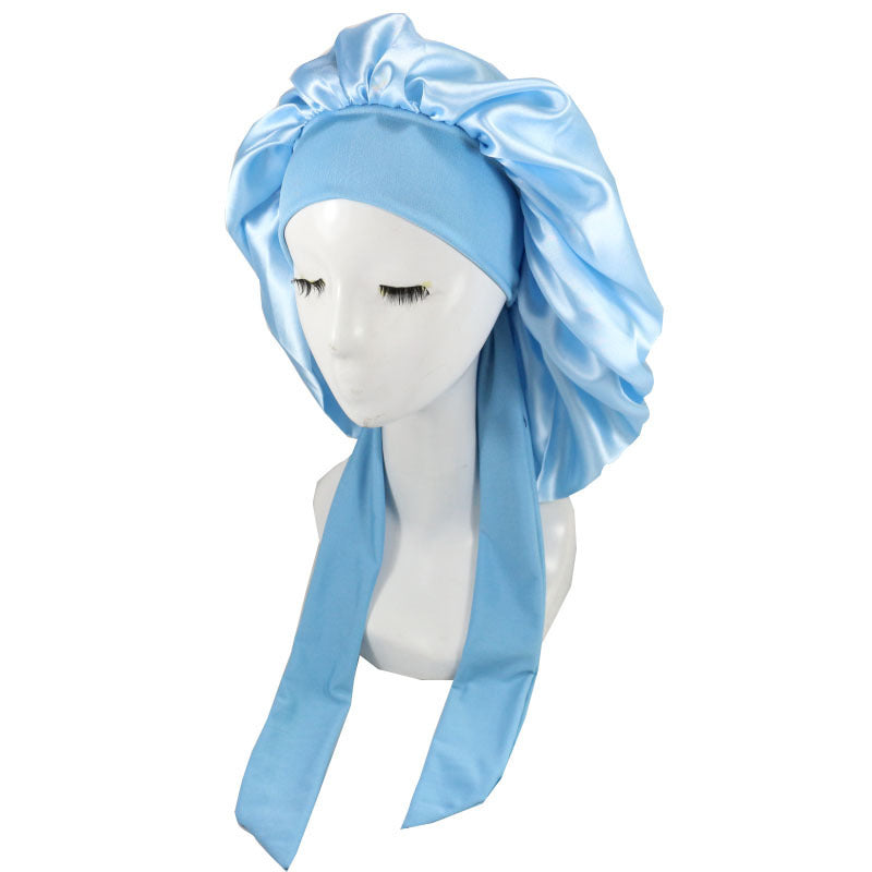 Women Silk Bonnet Home Curly Hair Sleeping Cap Lady Turban Hat