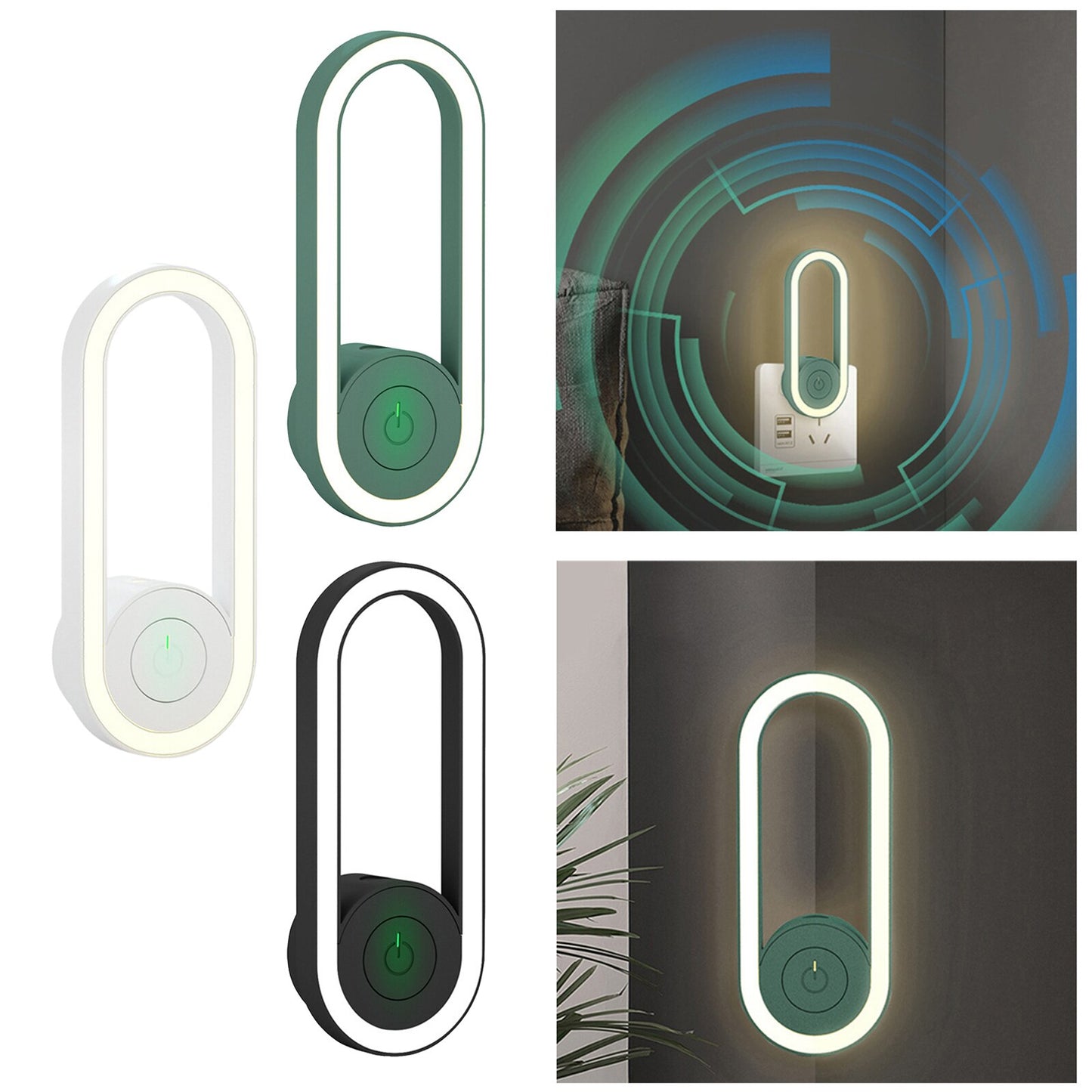 LED Circle Night Light Smart Dusk To Dawn for Ultrasound Energy Lamp