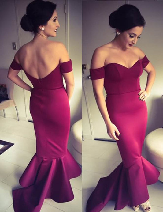 Dull-red Fishtail Long Dress