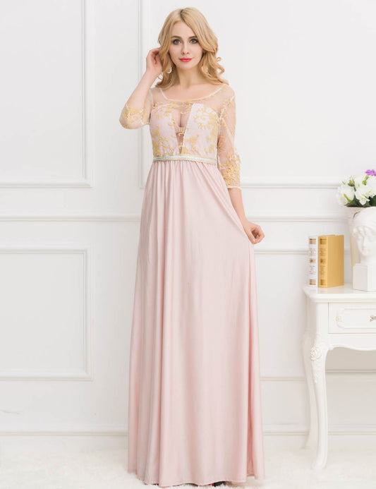 Apricot Transparent Embroidery Gown