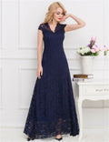 Navy Blue Lace Ball Gown Dress for Women