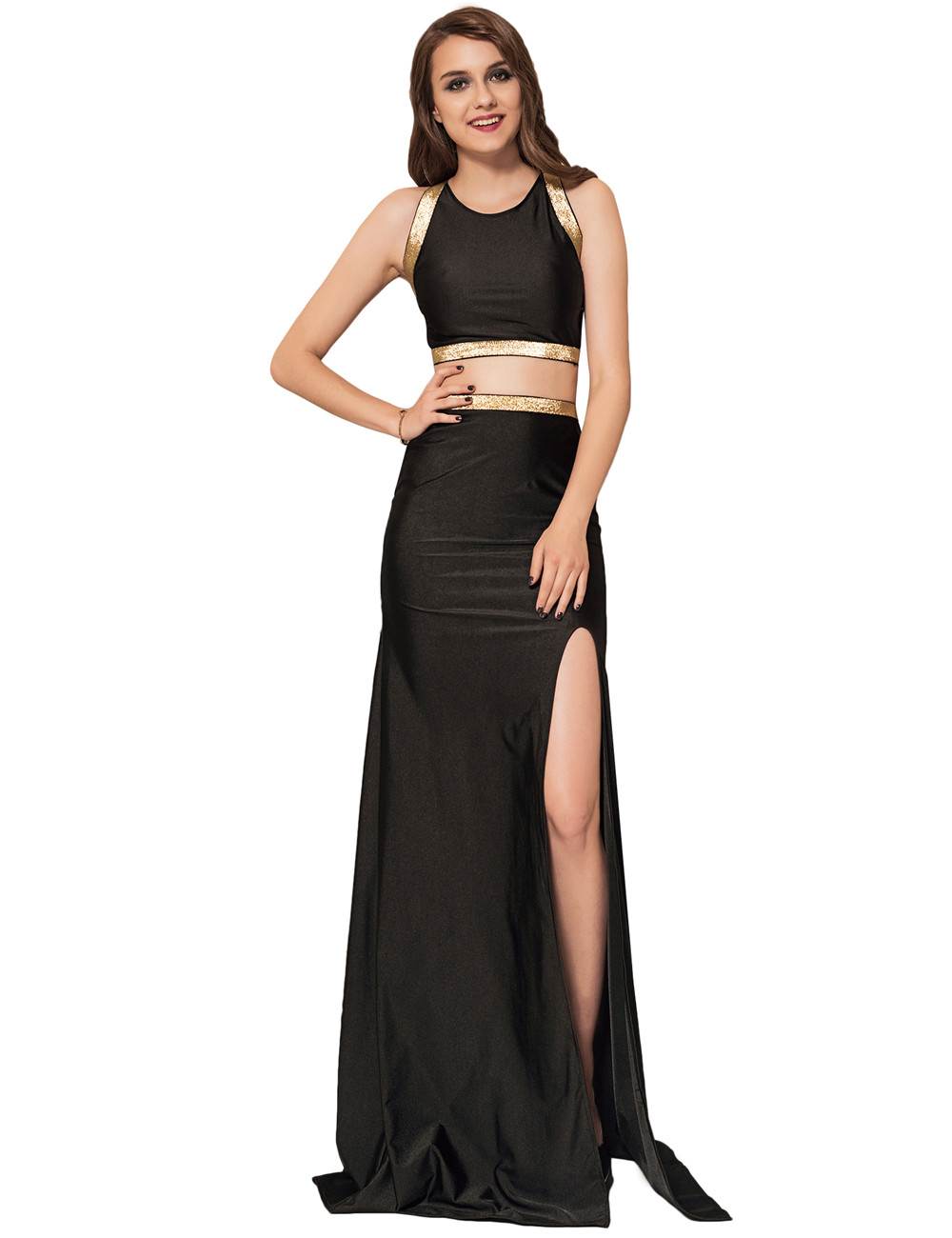 White Separate Golden Edge Dress