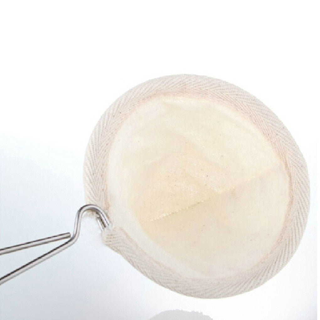 Reusable Coffee Filter Bag Stainless Steel Handle Flannel Cloth Strainer