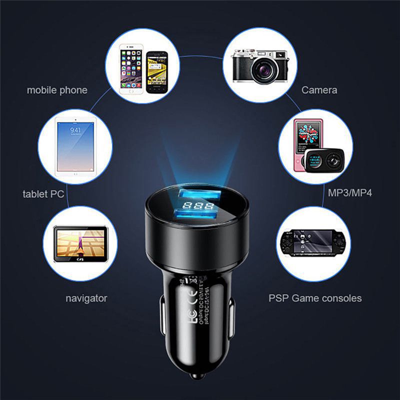 Fast Charging Universal Aluminum Dual USB Car Charger Adapter