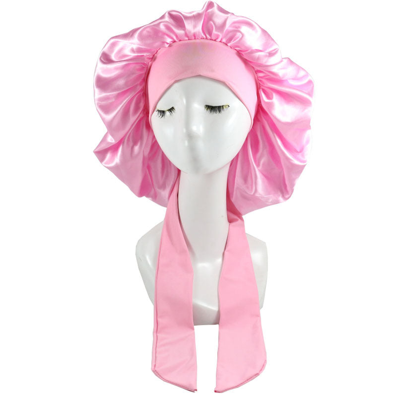 Women Silk Bonnet Home Curly Hair Sleeping Cap Lady Turban Hat