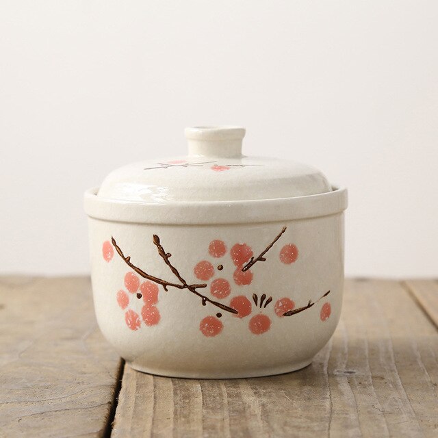 350ML Plum Blossom Ceramic Cookware Soup Pot Cooking Pot