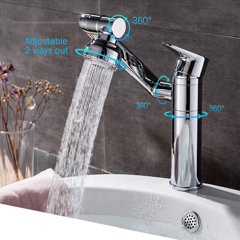 Swivel Sink Faucet Mixer Deck Mount Splash Proof Faucet Shower Head