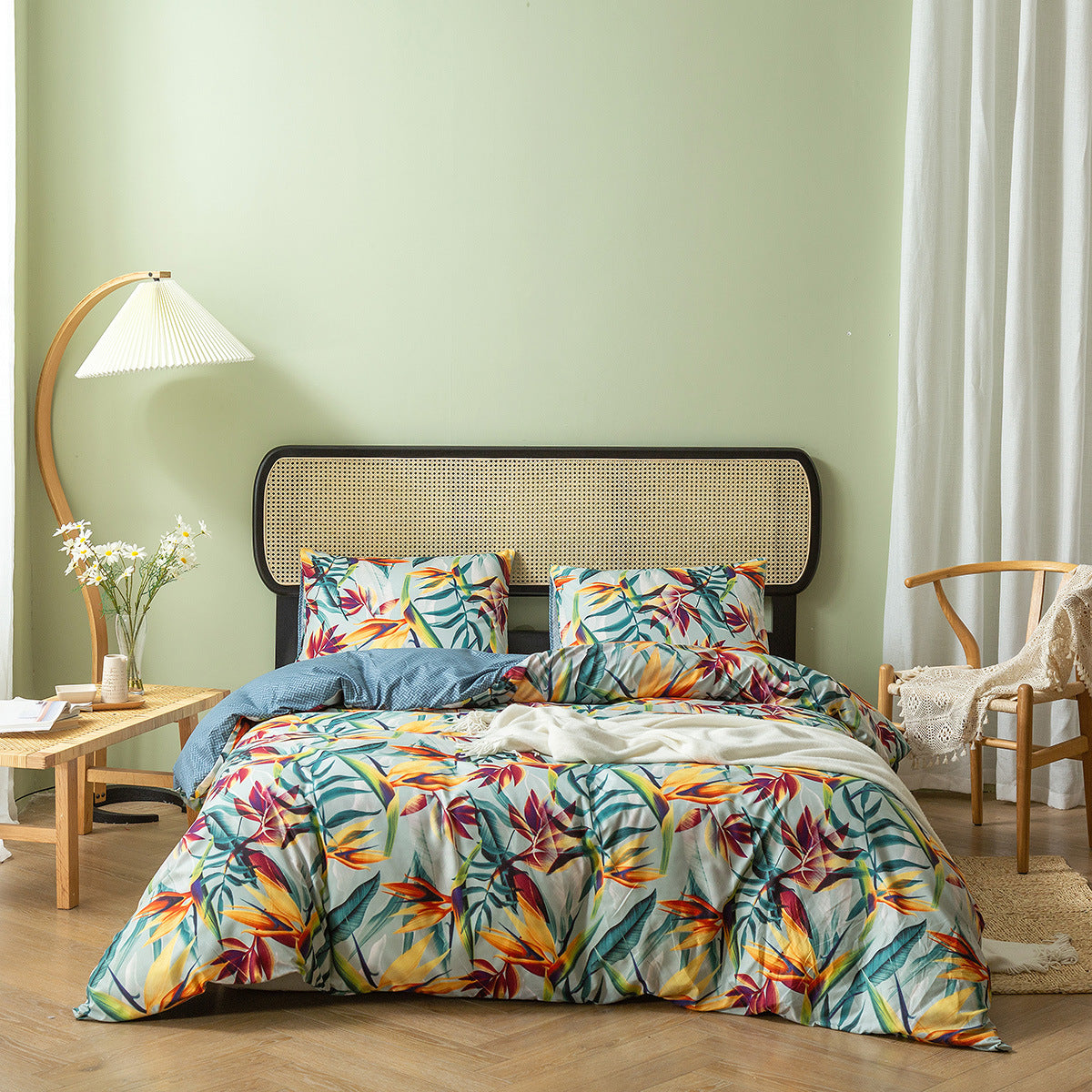 3Pcs Geometry Print Duvet Cover Pillowcases Set