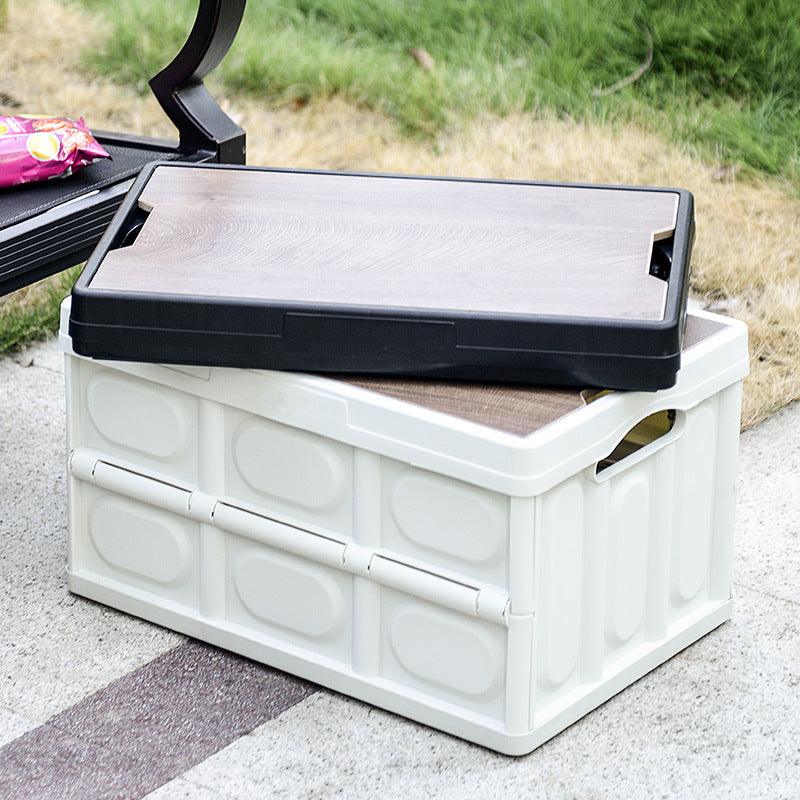 Wooden Cover  Foldable Organizer Case Sundries Storage Boxes