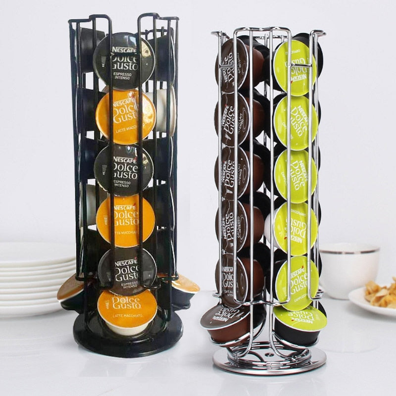 Rotatable 24Cups Nescafe Dolce Gusto Capsule Holder Metal Dolce Gusto Pods Holder