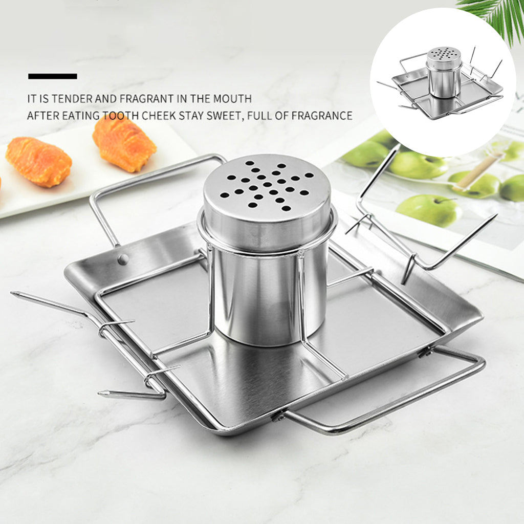 Stainless Steel Beer Can Chicken Roaster Grill Stand with Drip Pan