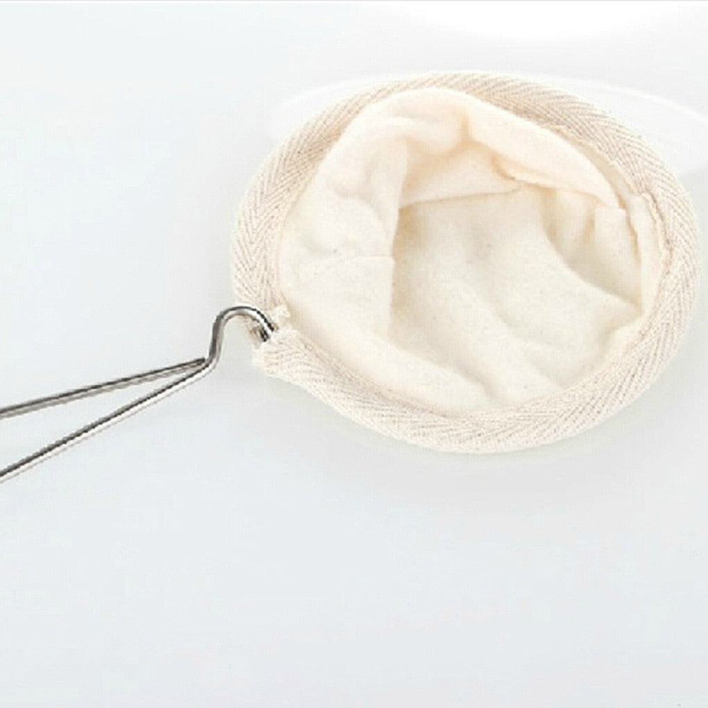Reusable Coffee Filter Bag Stainless Steel Handle Flannel Cloth Strainer