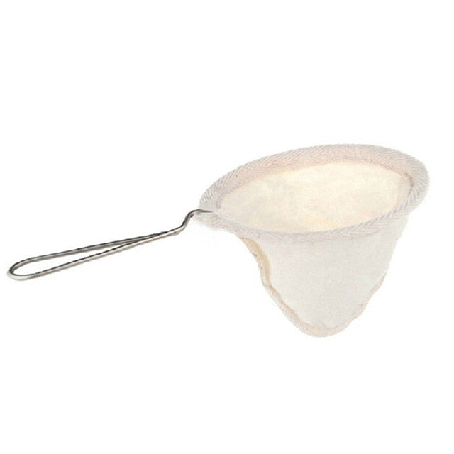 Reusable Coffee Filter Bag Stainless Steel Handle Flannel Cloth Strainer