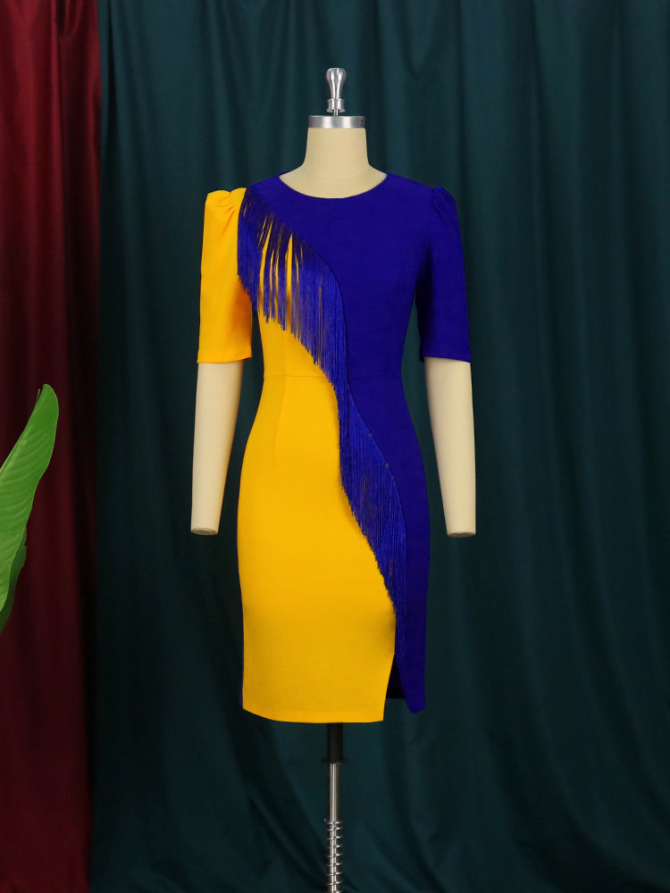 Tassel Dress Women O Neck Birthday Wedding Wear Gowns