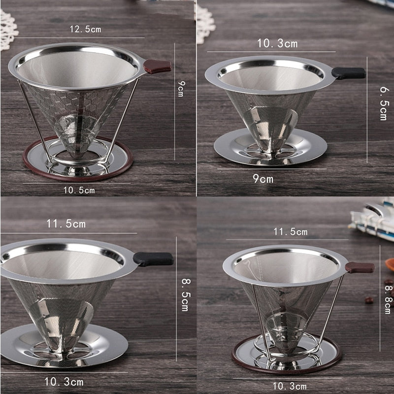 Stainless Steel Coffee Filter Funnel Coffee Dripper Filter