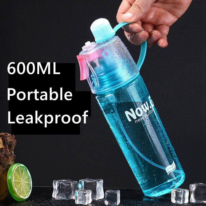 600ml Sport Water Bottle Spray Cool Summer Water Bottle