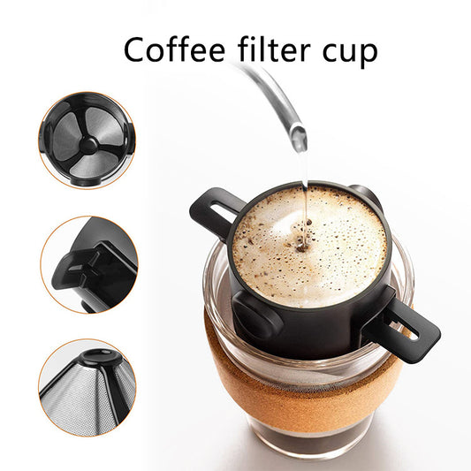 Portable Coffee Powder Filter Hand-Drawn Stainless Steel Coffee Filter Cup