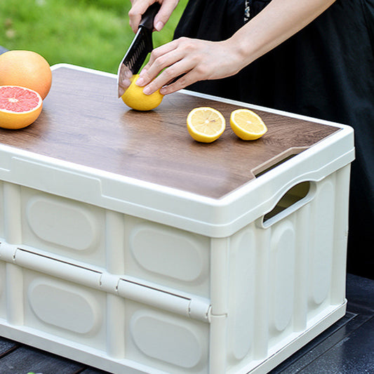 Wooden Cover  Foldable Organizer Case Sundries Storage Boxes