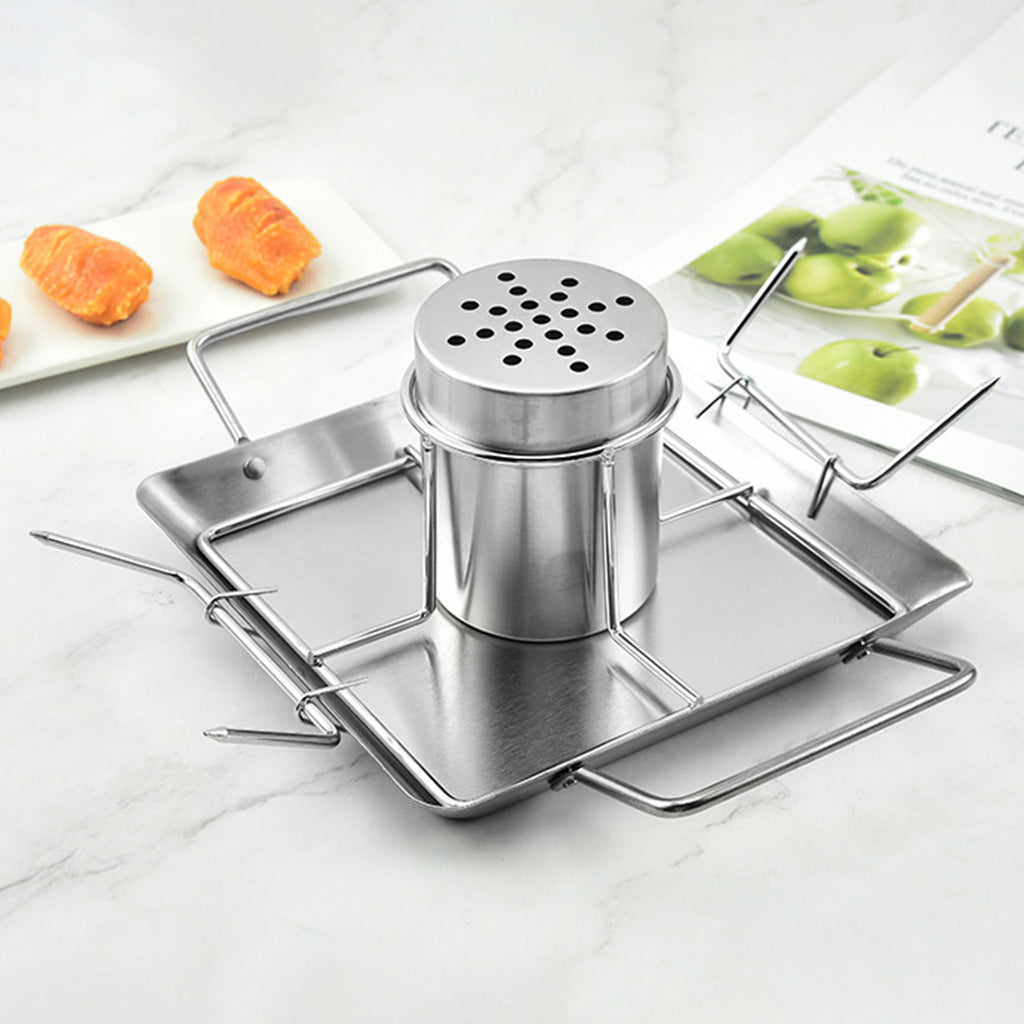 Stainless Steel Beer Can Chicken Roaster Grill Stand with Drip Pan