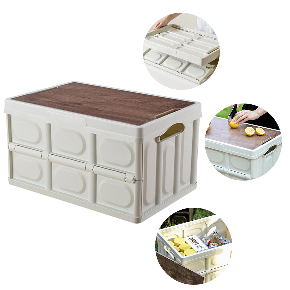 Wooden Cover  Foldable Organizer Case Sundries Storage Boxes