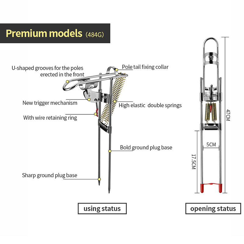 Foldable Automatic Double Spring Angle Fishing Pole Tackle Bracket Holder