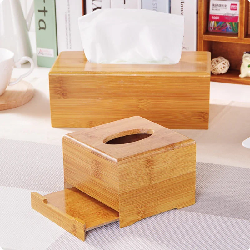 Bamboo Tissue Box Table Napkins Tissue Paper Case