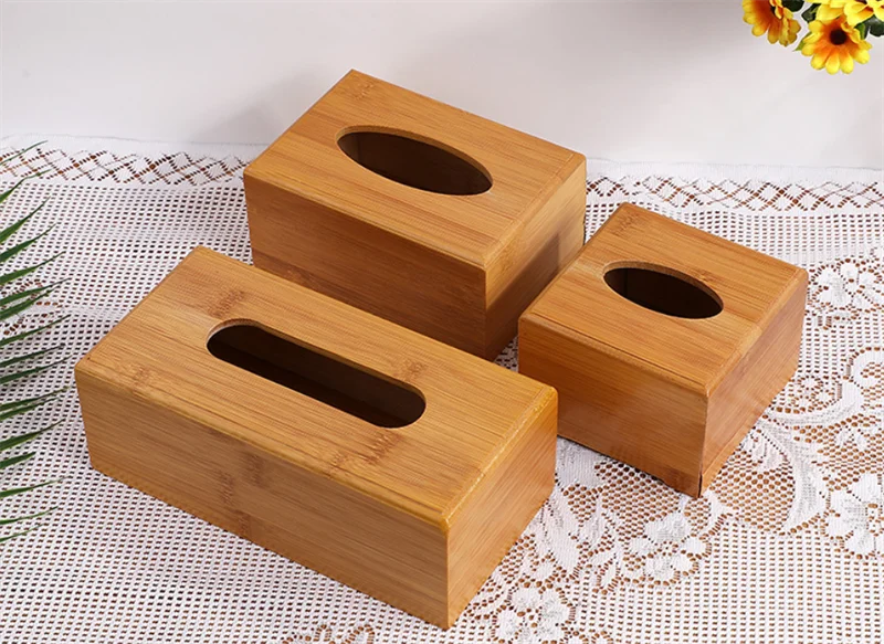 Bamboo Tissue Box Table Napkins Tissue Paper Case