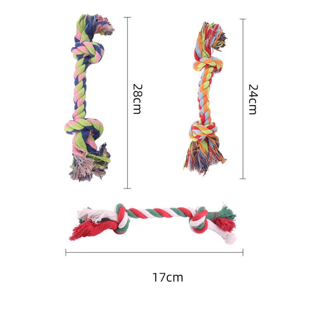 Pet Dog Braided Cotton Rope Bite-resistant Double Knot Dog Chew Toys