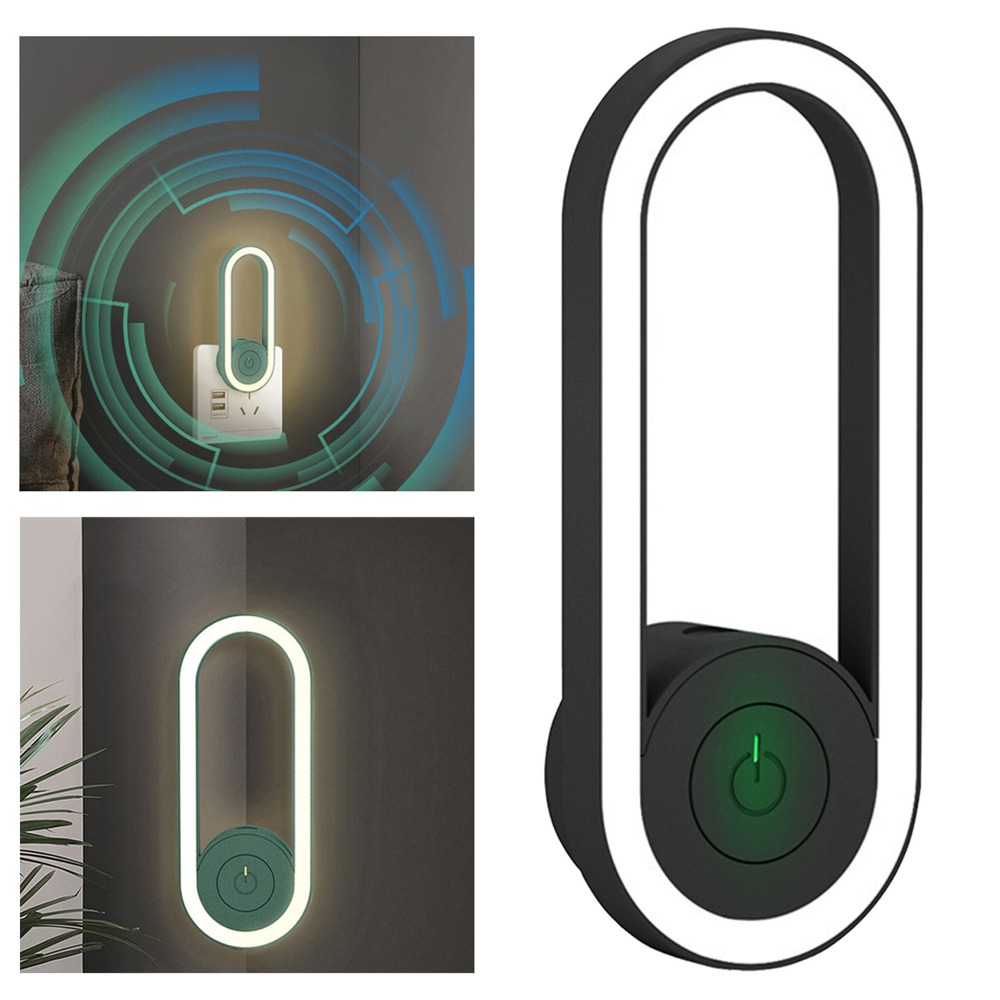 LED Circle Night Light Smart Dusk To Dawn for Ultrasound Energy Lamp