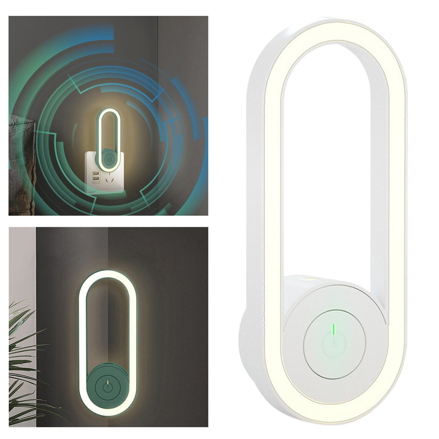 LED Circle Night Light Smart Dusk To Dawn for Ultrasound Energy Lamp