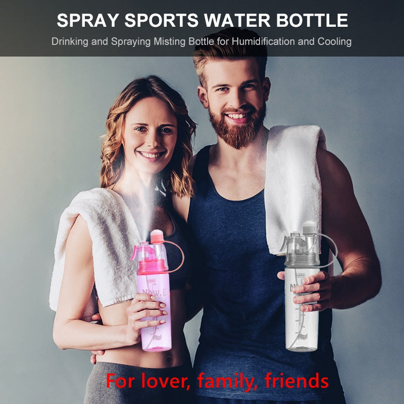 600ml Sport Water Bottle Spray Cool Summer Water Bottle