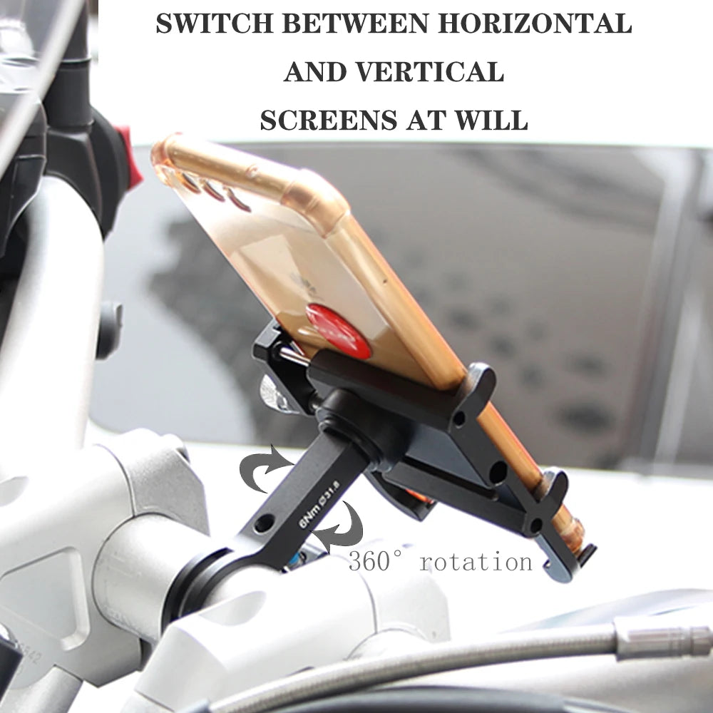 Aluminum Universal Bicycle Motorcycle Scooter Electric Bike Riding Gear Phone Navigation Holder Support