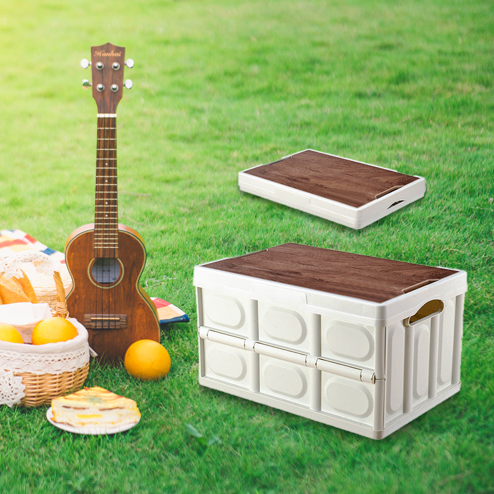 Wooden Cover  Foldable Organizer Case Sundries Storage Boxes