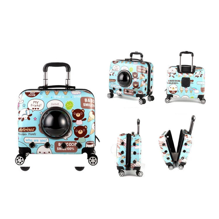 Small Cartoon Pet Luggage Student Universal Wheel Suitcase