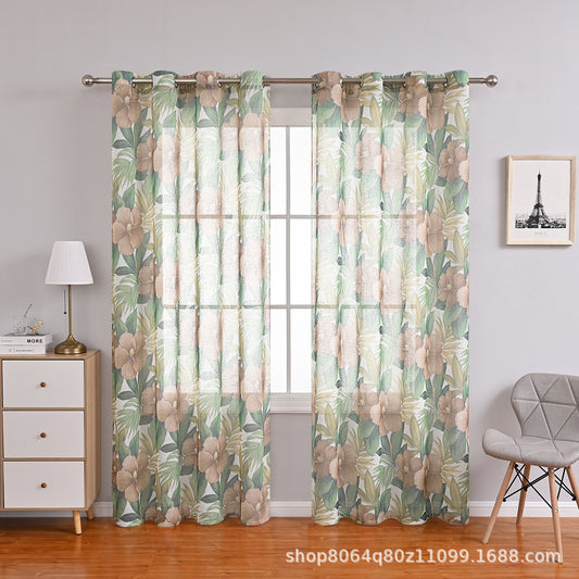 Multicolored Big Flower Curtain Curtain Living Room Study Bedroom Curtain