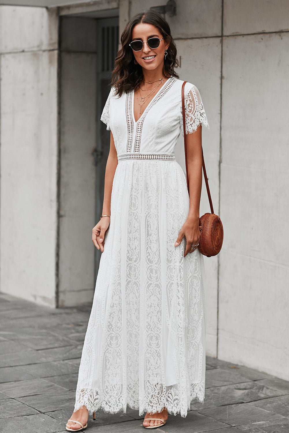 White Fill Your Heart Lace Maxi Dress