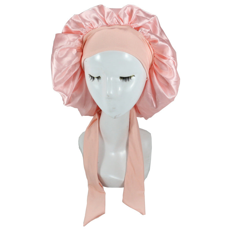 Women Silk Bonnet Home Curly Hair Sleeping Cap Lady Turban Hat