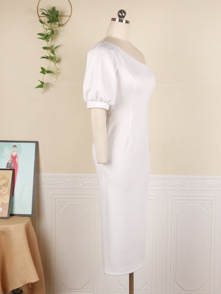 One Shoulder Bodycon Dresses Elegant Evening Party White Outfits
