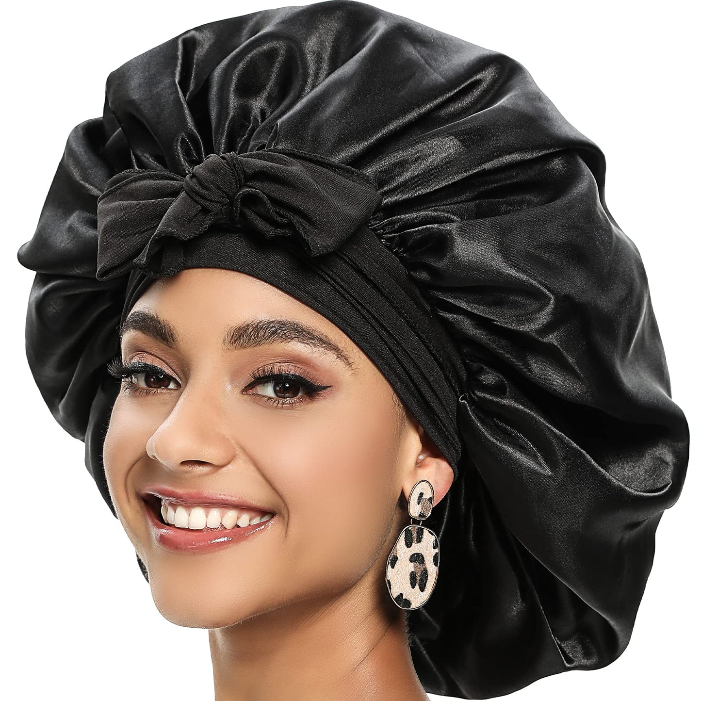 Women Silk Bonnet Home Curly Hair Sleeping Cap Lady Turban Hat