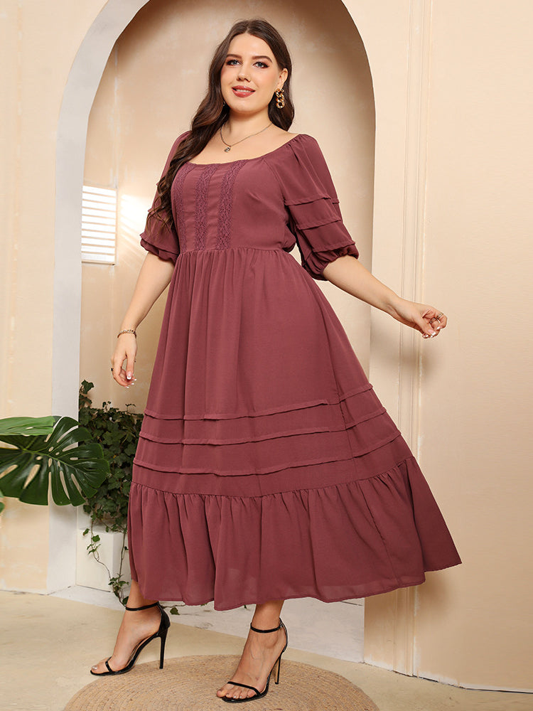 Elegant Women Dresses Plus Size Half Sleeve Casual Gowns