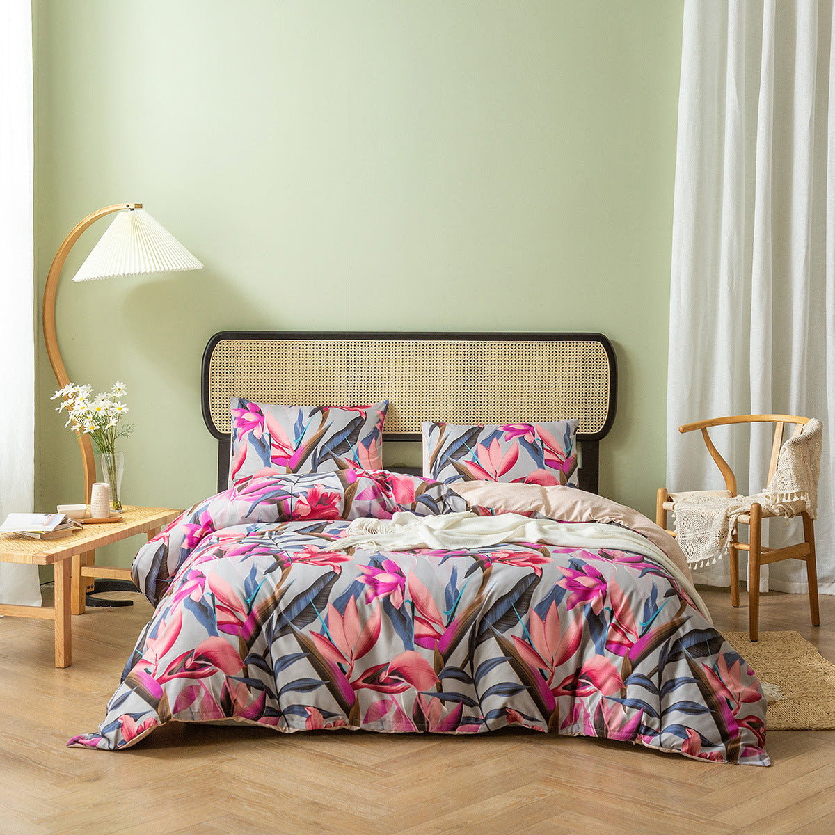 3Pcs Geometry Print Duvet Cover Pillowcases Set