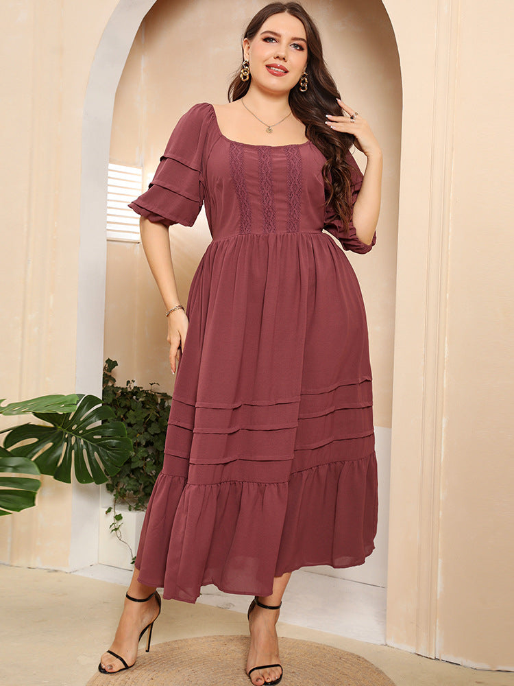 Elegant Women Dresses Plus Size Half Sleeve Casual Gowns